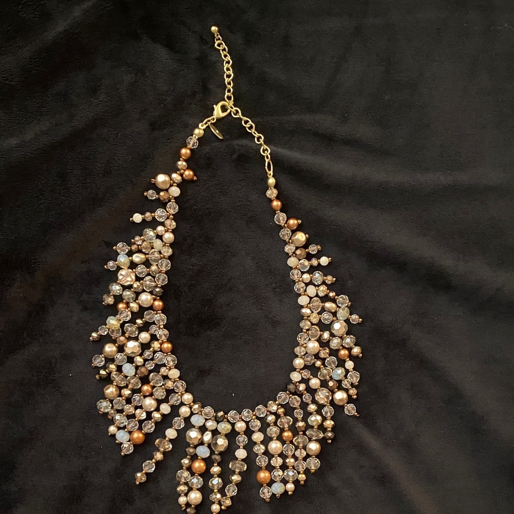 Elegant Chico’s Gold and Brown Beaded Necklace